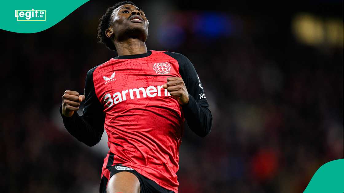 Nathan Tella, Bayer Leverkusen, Sparta Prague, Bay Arena, Leverkusen, Germany, UEFA Champions League. Nathan Tella, Bayer Leverkusen, Sparta Prague, Bay Arena, Leverkusen, Germany, UEFA Champions League.