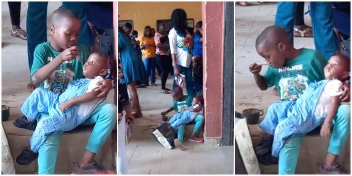 Young boy hailed for caring for sister while their mum was away Young boy hailed for caring for sister while their mum was away