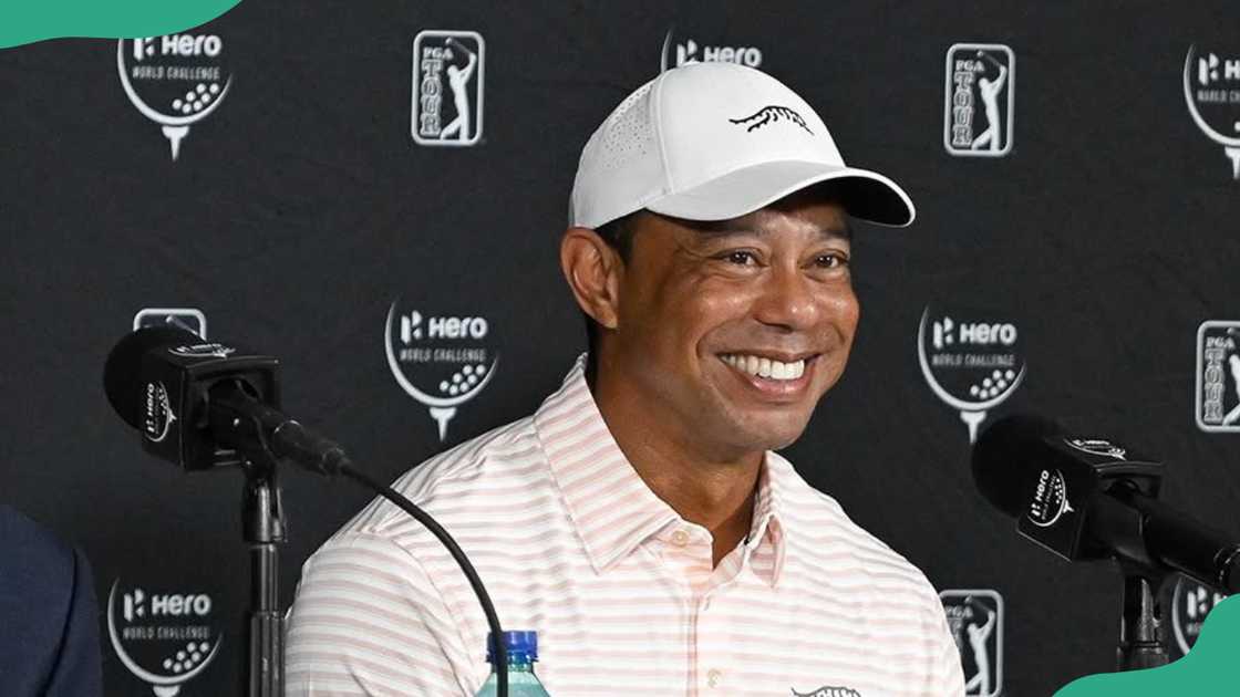 Tiger Woods at a press conference