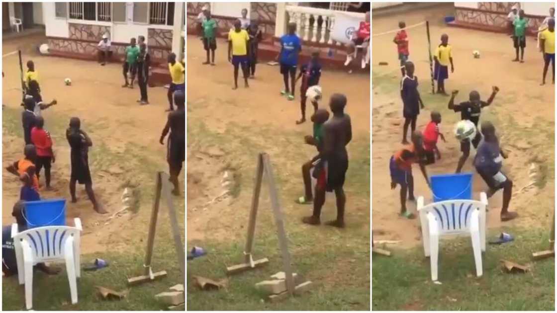 Kids playing football and having fun. Kids playing football and having fun.