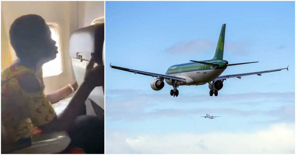 Moment lady broke sweat and almost screamed as aeroplane took off Moment lady broke sweat and almost screamed as aeroplane took off