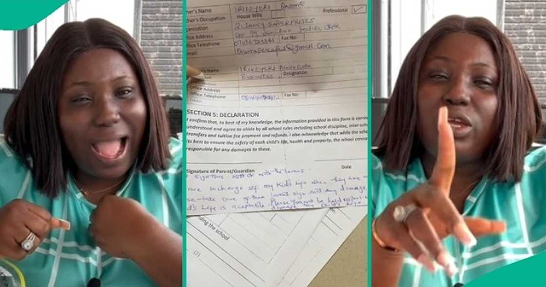 Nigerian mum displays the form she was asked to sign at her children's school. Nigerian mum displays the form she was asked to sign at her children's school.