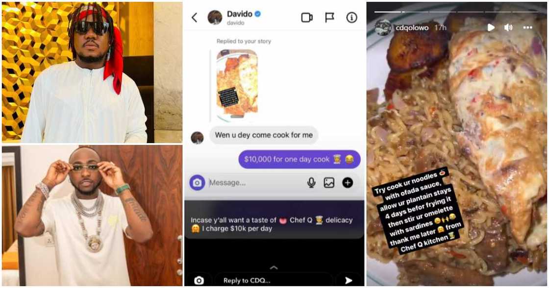 Rapper CDQ charges $10,000 to cook for Davido Rapper CDQ charges $10,000 to cook for Davido