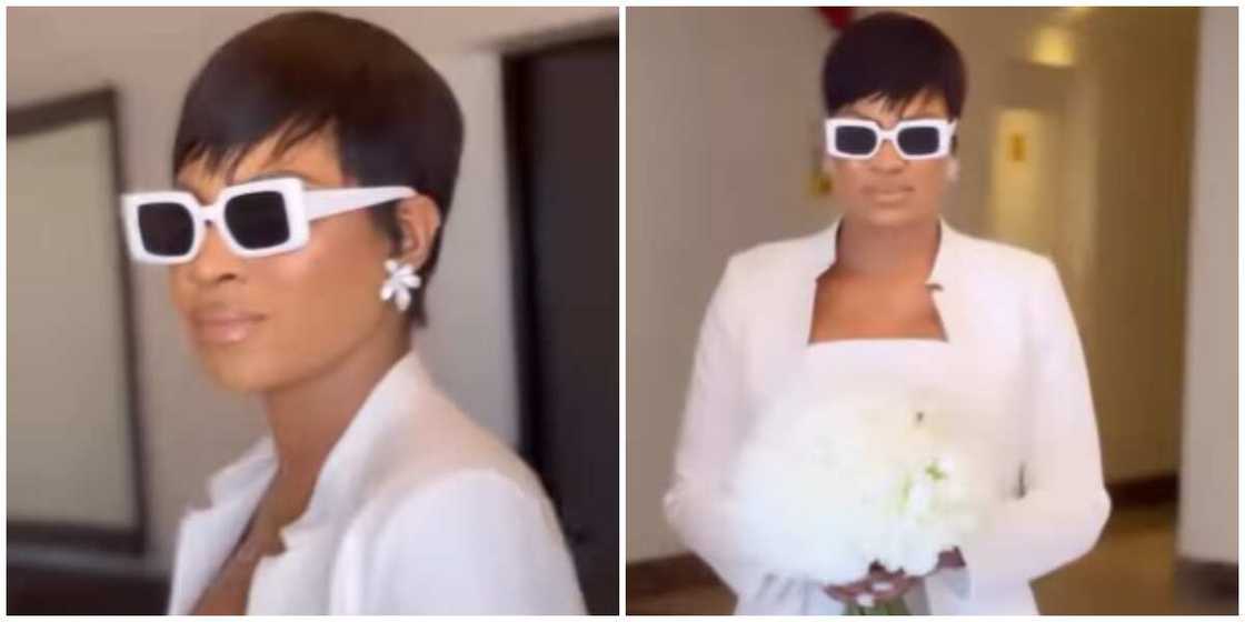 Photo of a bride's civil union look Photo of a bride's civil union look