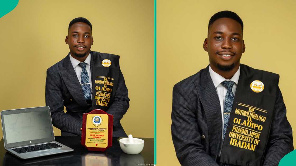 A University of Ibadan student flaunts his CGPA as he bags pharmacy degree