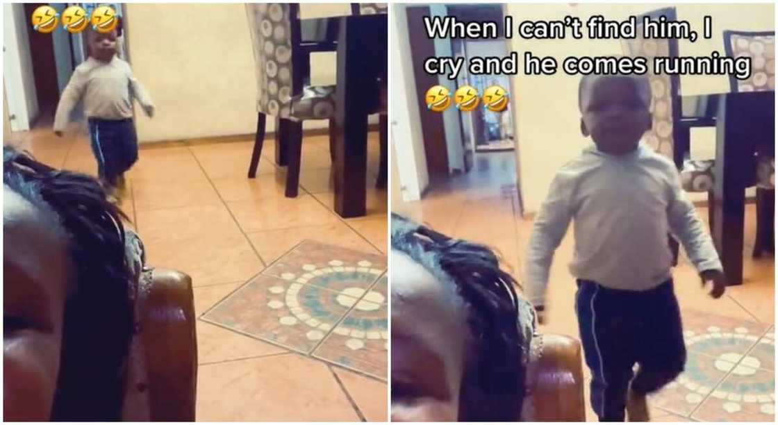 Photos of a little boy running to his mother. Photos of a little boy running to his mother.