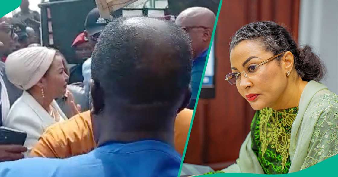 Masu zanga zanga da ministar kudi. Masu zanga zanga da ministar kudi.