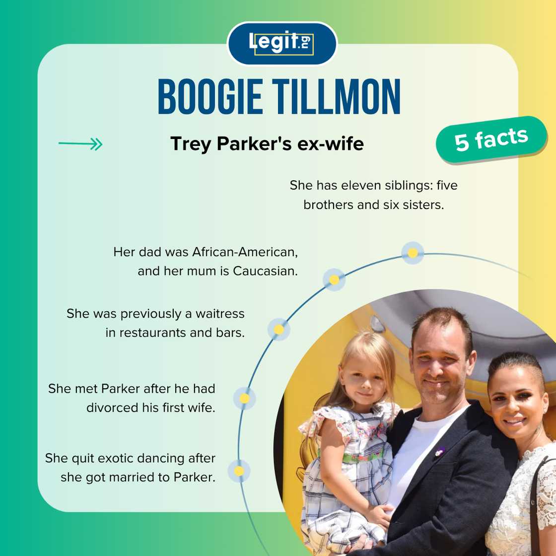 Boogie Tillmon attends an event with Trey Parker and their daughter