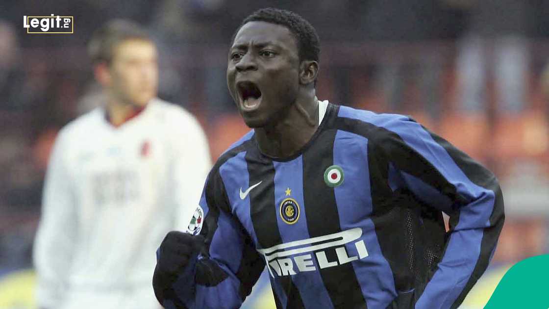 Obafemi Martins, Inter Milan, Serie A, Cagliari, San Siro. Obafemi Martins, Inter Milan, Serie A, Cagliari, San Siro.