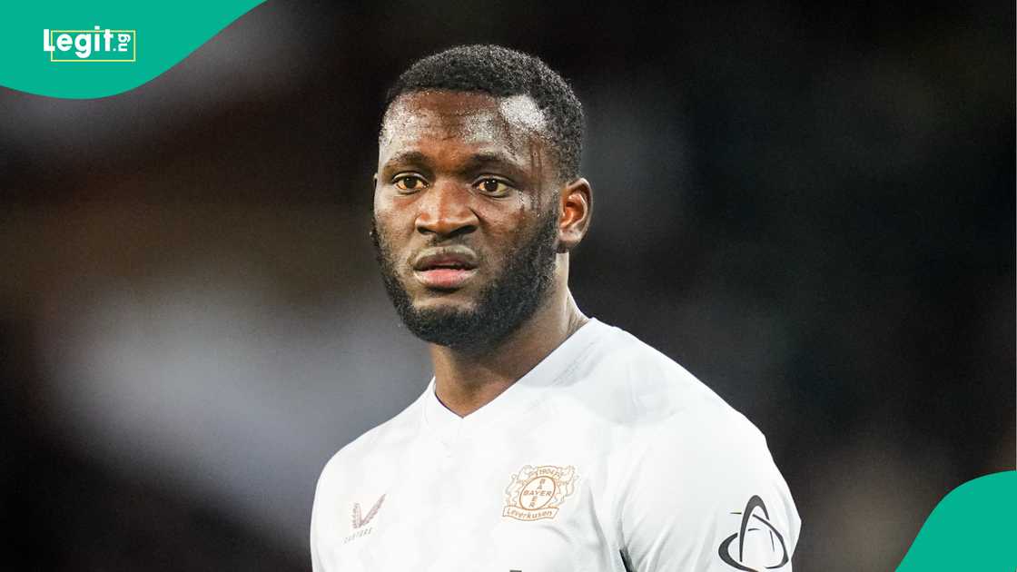 Victor Boniface, Bayer Leverkusen, St Pauli, Millerntor, Hamburg, Germany, Bundesliga. Victor Boniface, Bayer Leverkusen, St Pauli, Millerntor, Hamburg, Germany, Bundesliga.