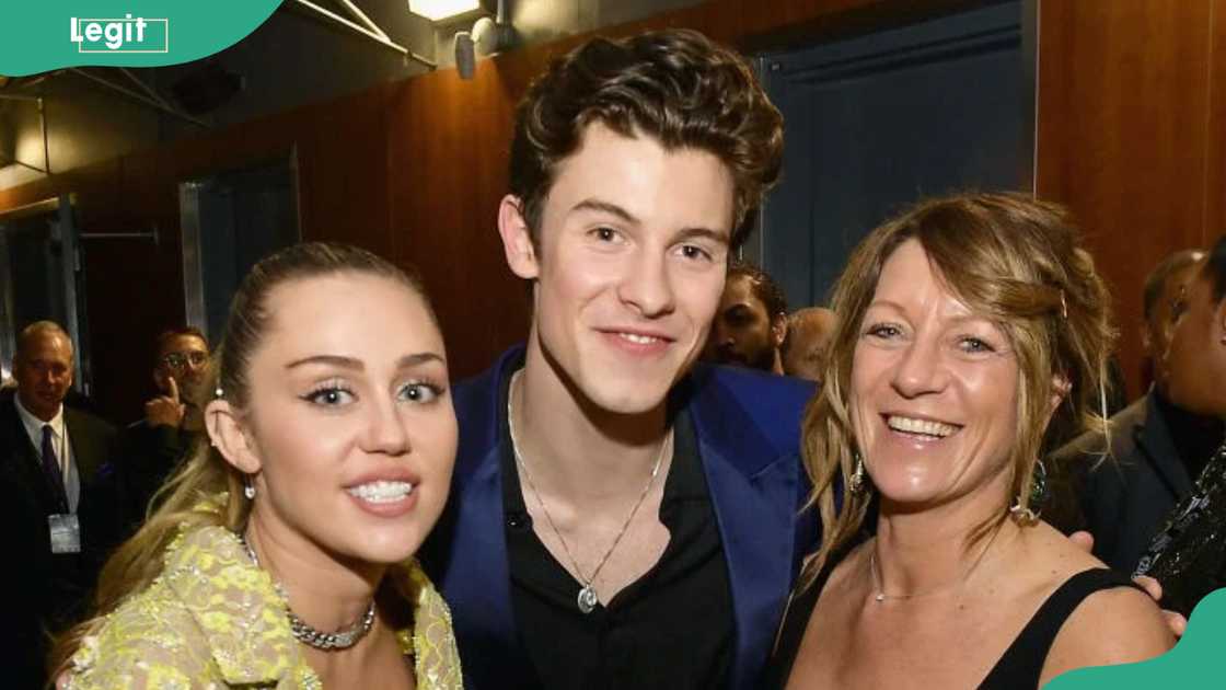 Miley Cyrus, Shawn Mendes and Karen Mendes at Staples Centre