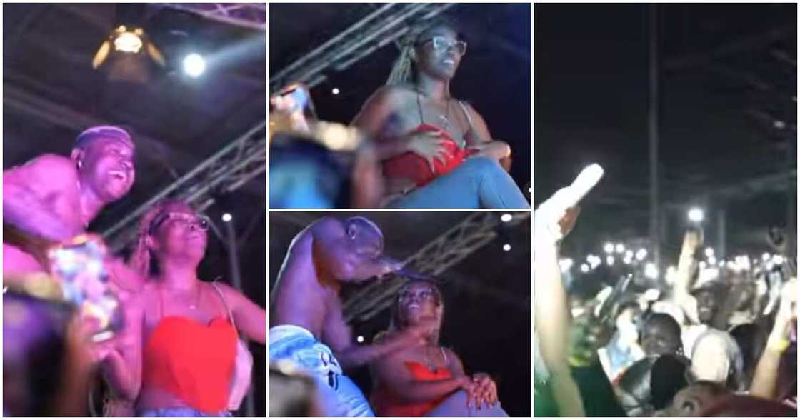 Ruger makes female fan curse out her boyfriend on stage.