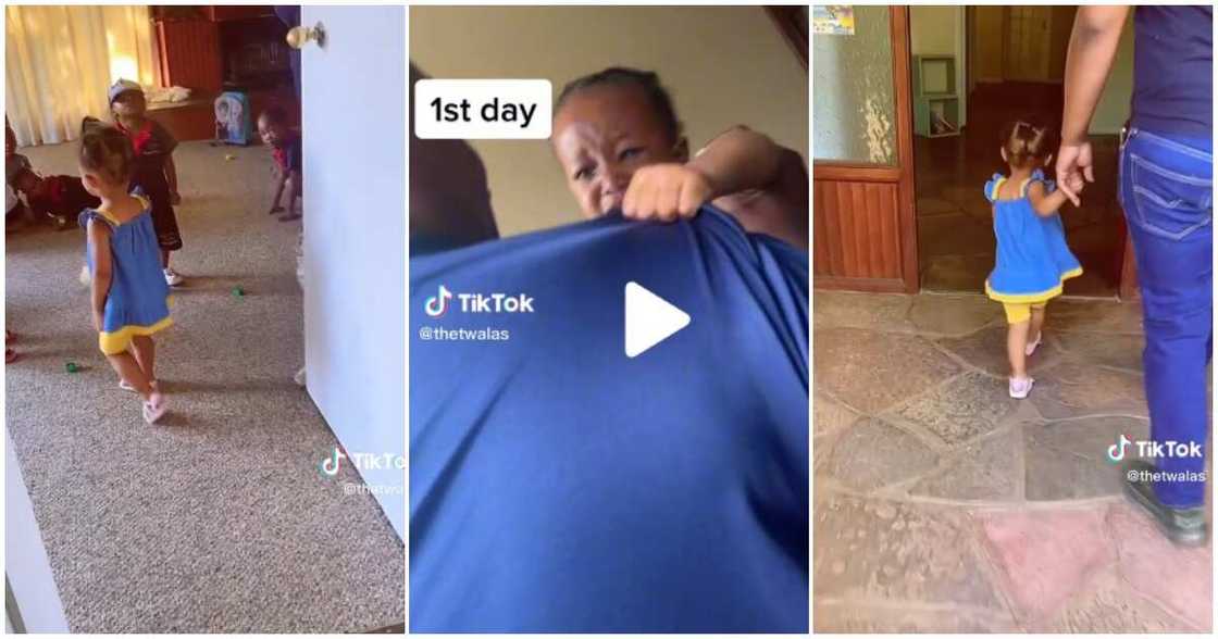 First day at school, 5th day at school, little girl First day at school, 5th day at school, little girl