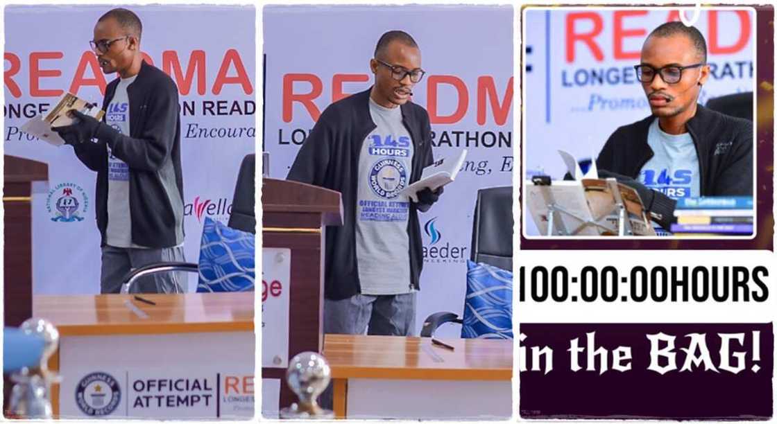 Man reading for 145 hours crosses 100 hours.