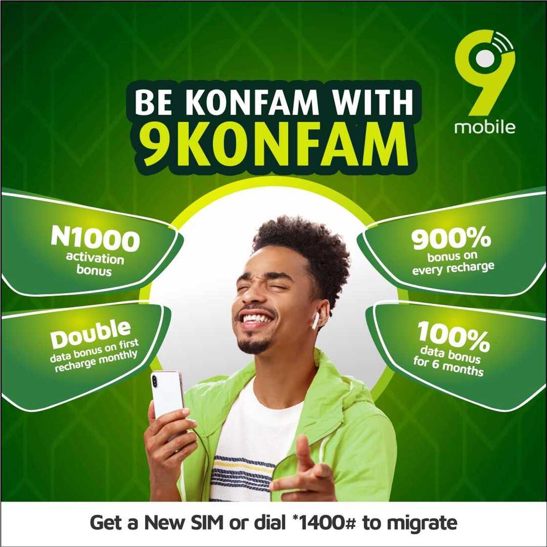 9mobile Offers Massive Voice and Data Bonuses with the New 9Konfam Package 9mobile Offers Massive Voice and Data Bonuses with the New 9Konfam Package