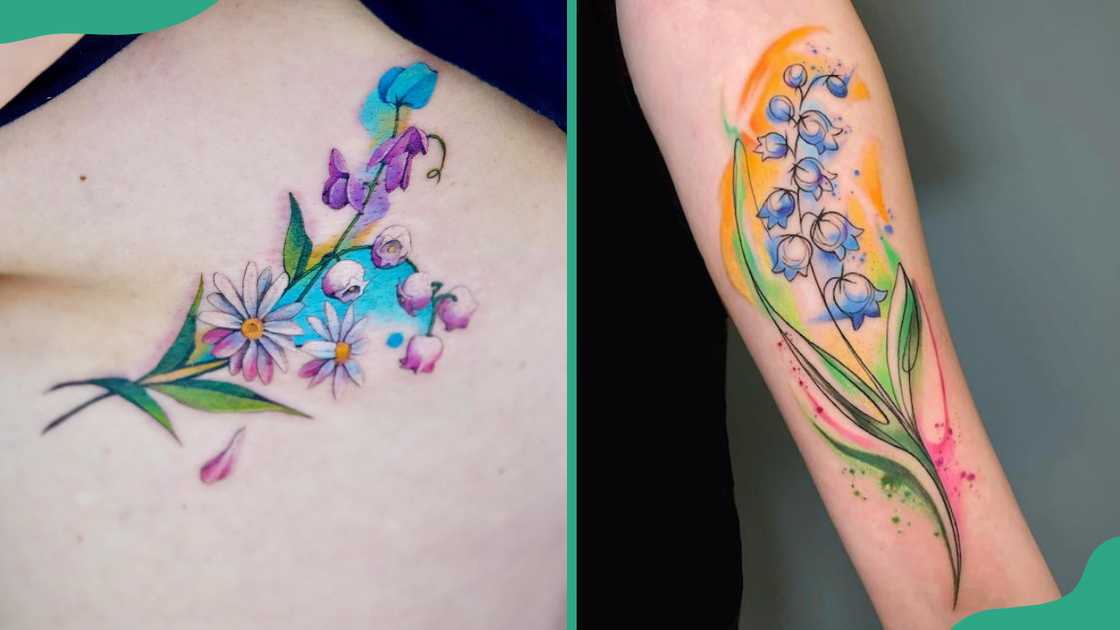 Watercolour Lily of the Valley tattoos Watercolour Lily of the Valley tattoos