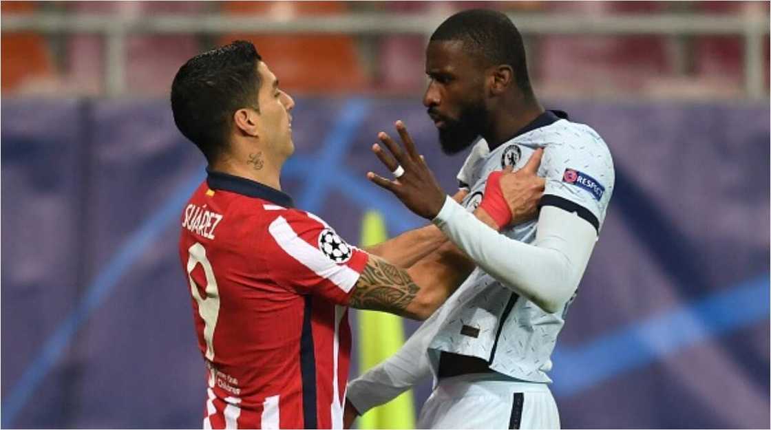 Luis Suarez up to his old tricks after getting away with pinching Antonio Rudiger Luis Suarez up to his old tricks after getting away with pinching Antonio Rudiger