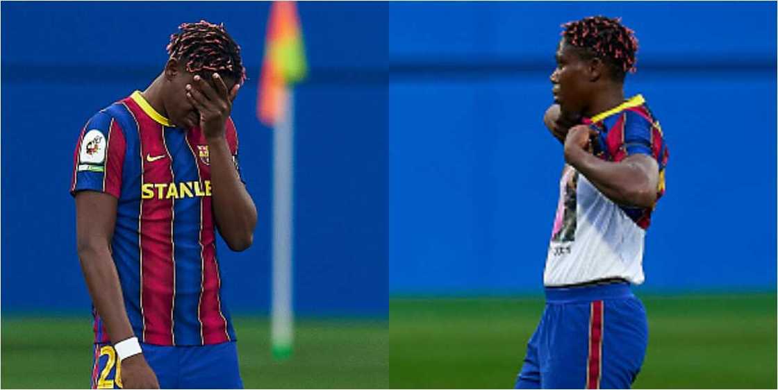 Nigerian star in tears during one minute silence in honour of her late step-mum, goes on 2 score brace for Barca in the match Nigerian star in tears during one minute silence in honour of her late step-mum, goes on 2 score brace for Barca in the match