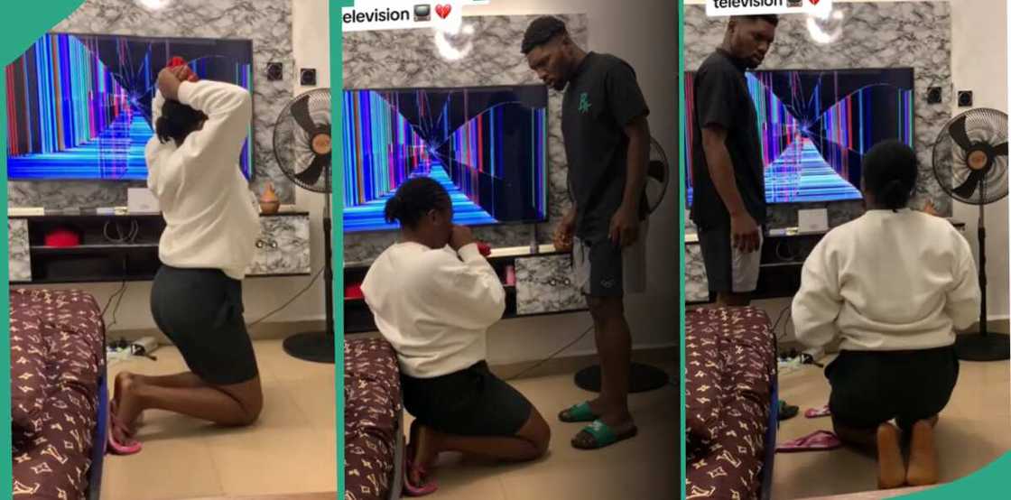 Lady pranks her boyfriend. Lady pranks her boyfriend.