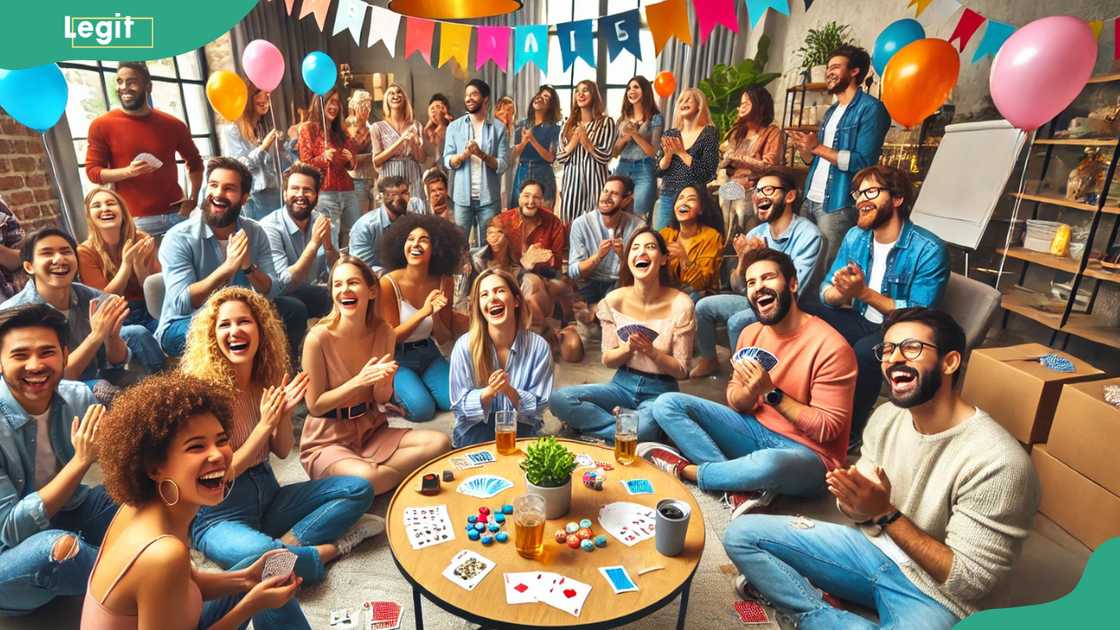 People having fun playing party games People having fun playing party games