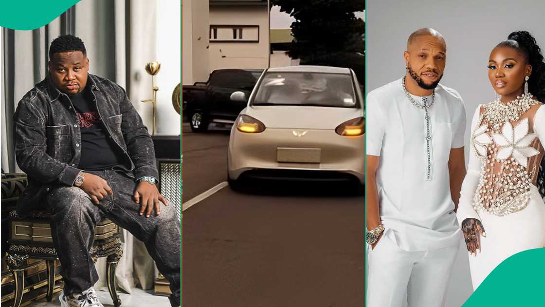 Cubana Chiefpriest drives an electric car to Charles Okocha's wedding