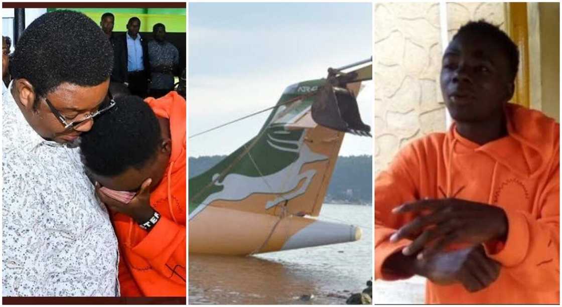 Photos of Majiliwa Jackson who helped rescue 21 passengers in a Tanzanian plane crash.