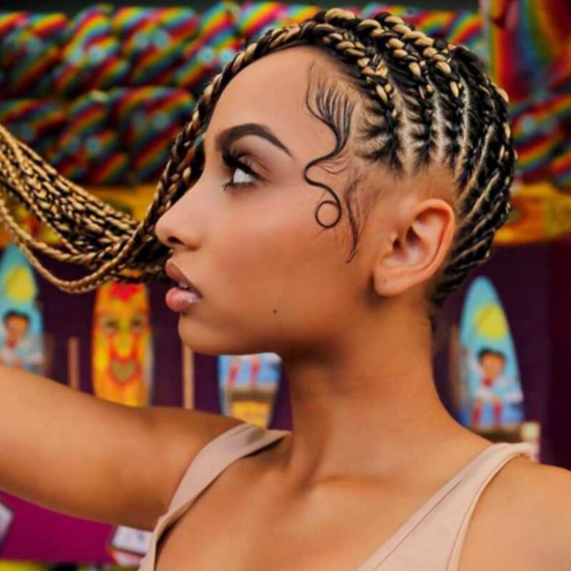 Cornrows to the side Cornrows to the side