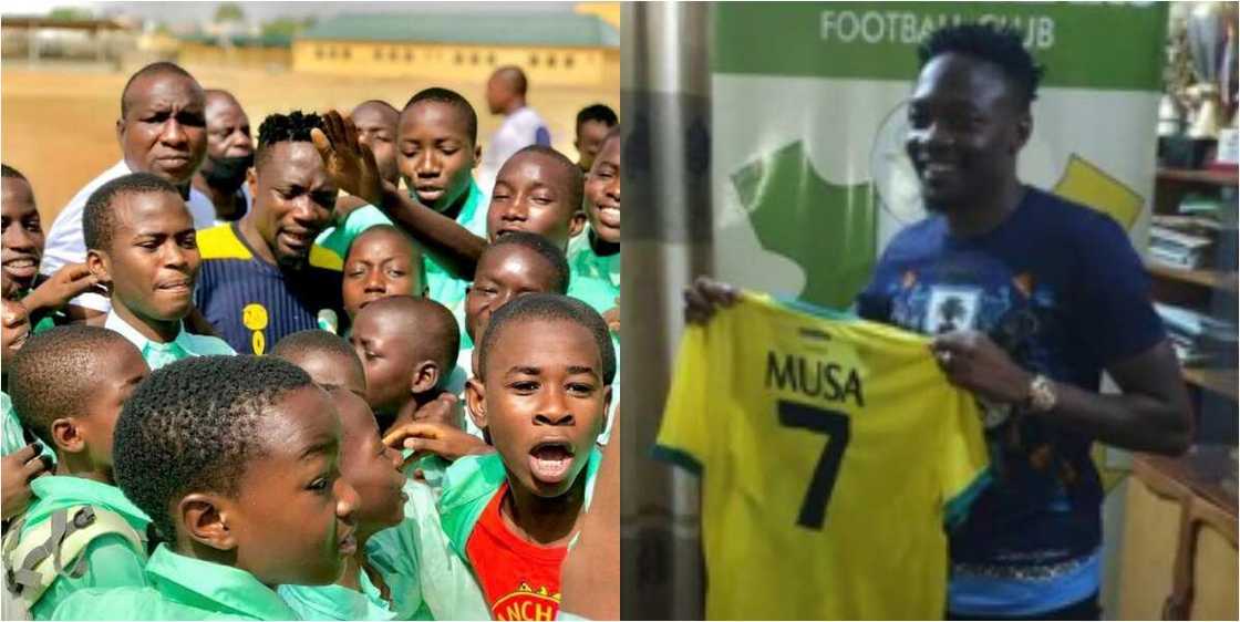 School children 'mob' Kano Pillars training ground on seeing Ahmed Musa