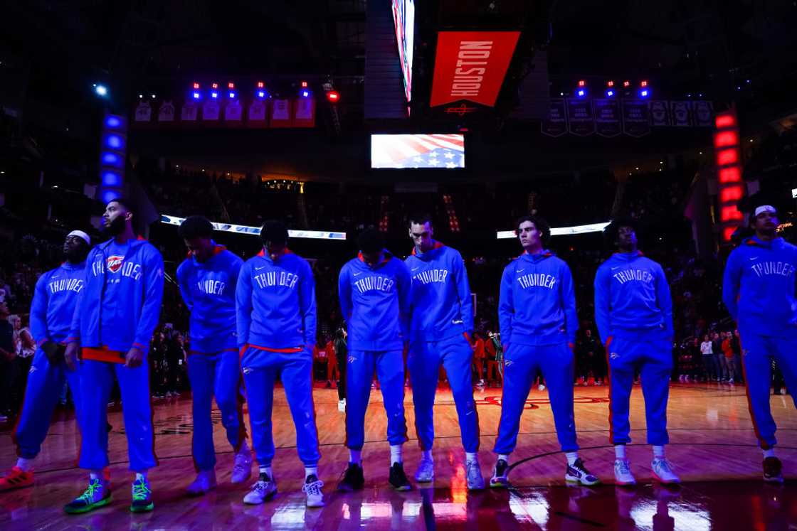 Oklahoma City Thunder players during their game against Houston Rockets Oklahoma City Thunder players during their game against Houston Rockets