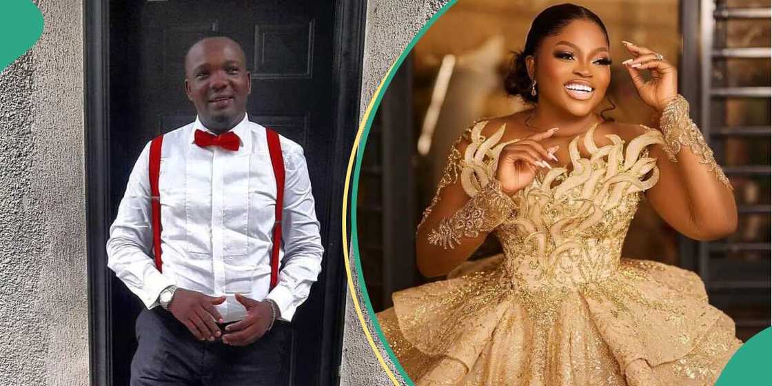 Yomi Fabiyi complements Funke Akindele's dress to her movie premiere. Yomi Fabiyi complements Funke Akindele's dress to her movie premiere.