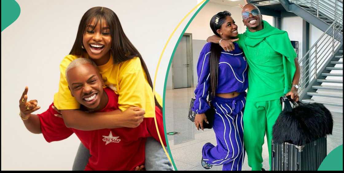 Enioluwa and his bestie Priscy Ojo on different trips abroad Enioluwa and his bestie Priscy Ojo on different trips abroad
