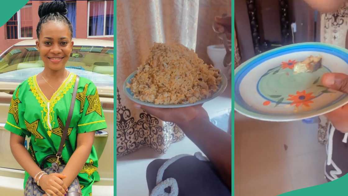 Lady in awe as her brother consumes huge plate of rice