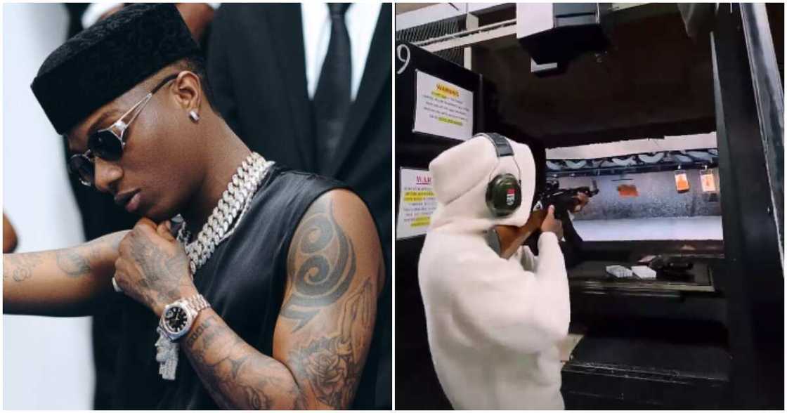 Wizkid goes to shooing range