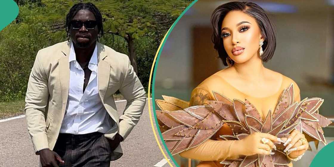Verydarkblackman taunts Tonto Dikeh at Tunde Ednut's birthday party. Verydarkblackman taunts Tonto Dikeh at Tunde Ednut's birthday party.