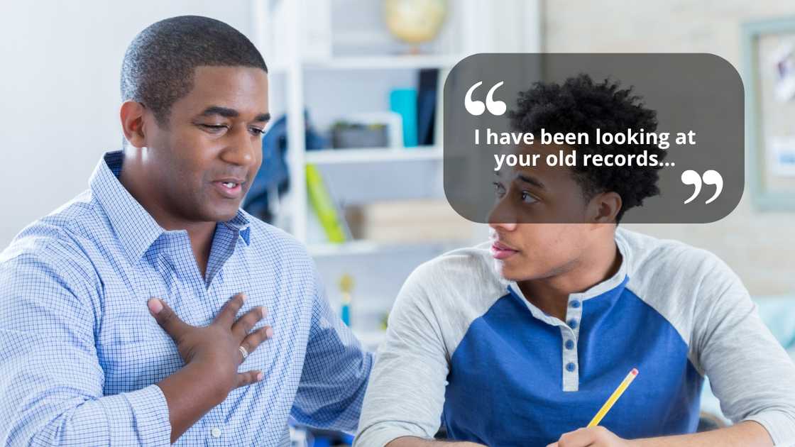 Adult talking to a student