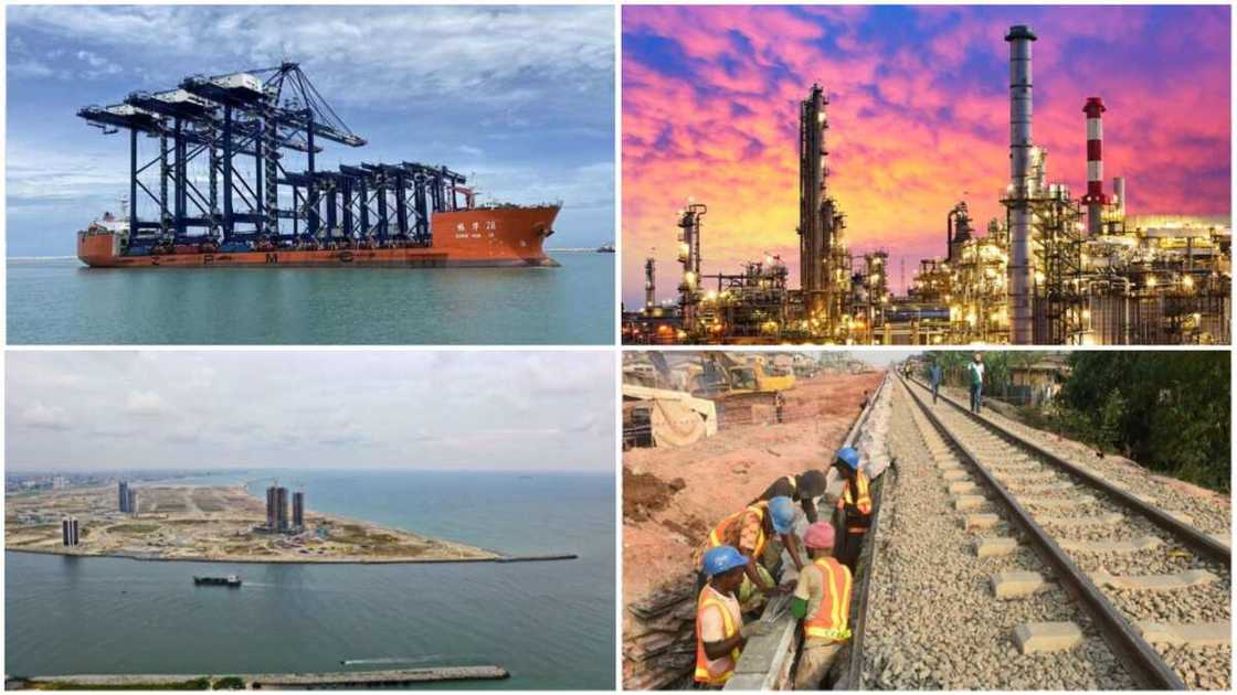 Infrastructures in Nigeria/Dangote refinery/Lekki Deep Sea Port/Eko Atlantic City/Lagos to Kano Standard Gauge Rail Infrastructures in Nigeria/Dangote refinery/Lekki Deep Sea Port/Eko Atlantic City/Lagos to Kano Standard Gauge Rail