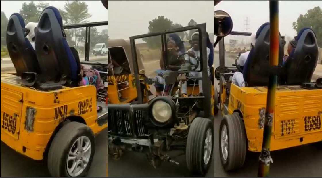 Photos of a Keke converted into a mini-car.