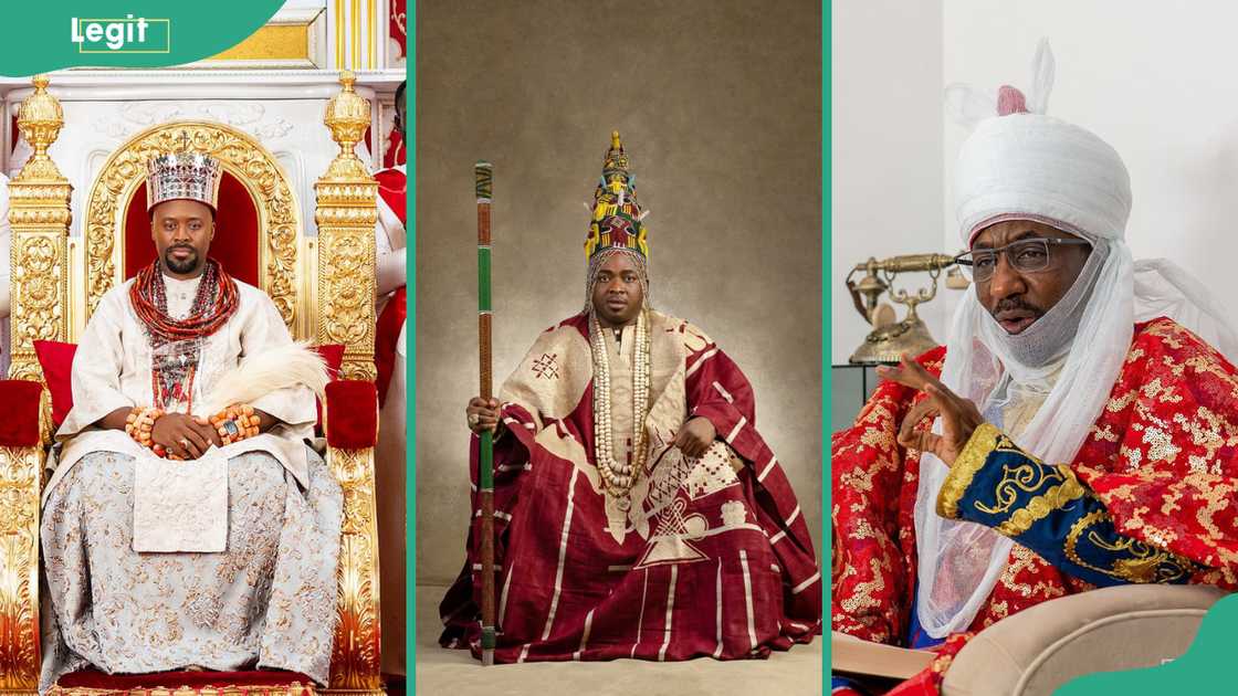 Ogiame Atuwatse III (L), Oba Saheed Elegushi (C) and Lamido Sanusi Lamido (R).