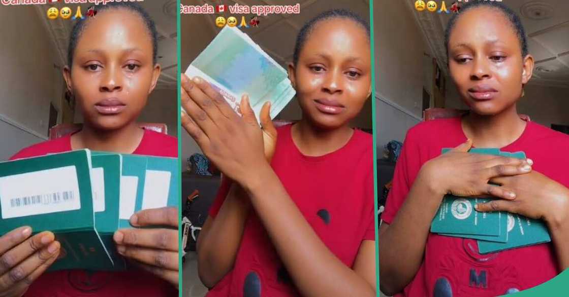 Nigerian lady sheds tears in video after Canada approved her visa application Nigerian lady sheds tears in video after Canada approved her visa application