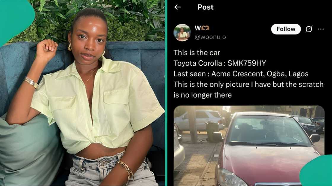Lady storms social media after her car goes missing outside church in Lagos