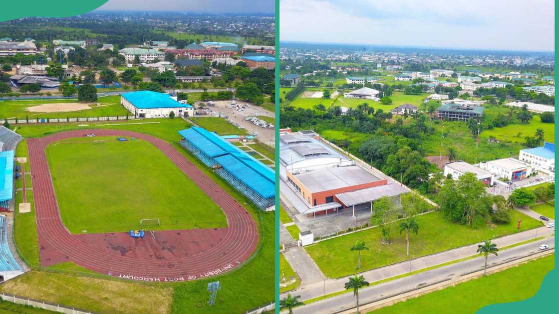 The University of Port Harcourt track and campus buildings The University of Port Harcourt track and campus buildings