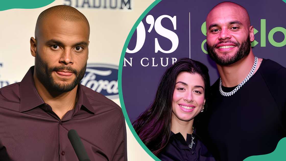 Dak Prescott speaks with media at AT&T Stadium (L). Sarah Jane Ramos and Dak attend Rao’s Restaurant and Fini’s Pizza 2025 Big Game Pop-Up (R) Dak Prescott speaks with media at AT&T Stadium (L). Sarah Jane Ramos and Dak attend Rao’s Restaurant and Fini’s Pizza 2025 Big Game Pop-Up (R)