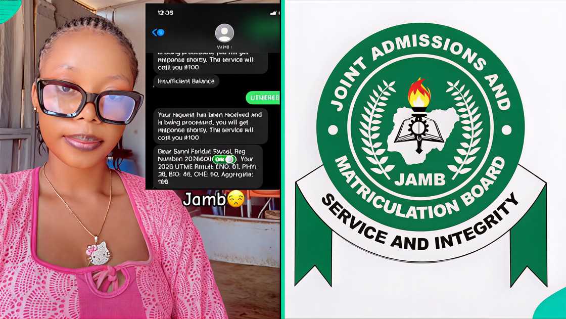 A science student who wants to study nursing posts her 2026 JAMB result.