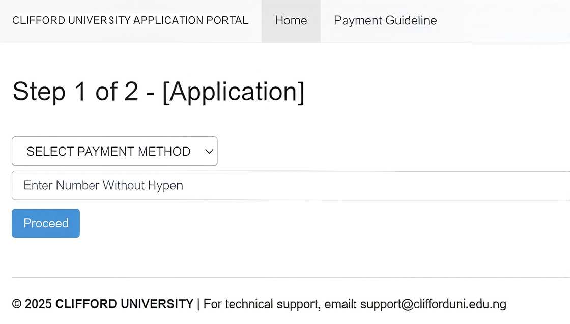 Clifford University application page. Clifford University application page.