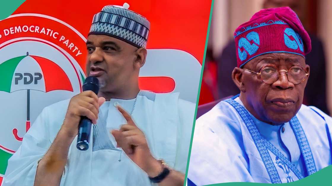 PDP acting chairman Umar Damagum reacts to governor Sheriff Oborevwori’s defection from PDP to APC alongside his predecessor, Ifeanyi Okowa. PDP acting chairman Umar Damagum reacts to governor Sheriff Oborevwori’s defection from PDP to APC alongside his predecessor, Ifeanyi Okowa.
