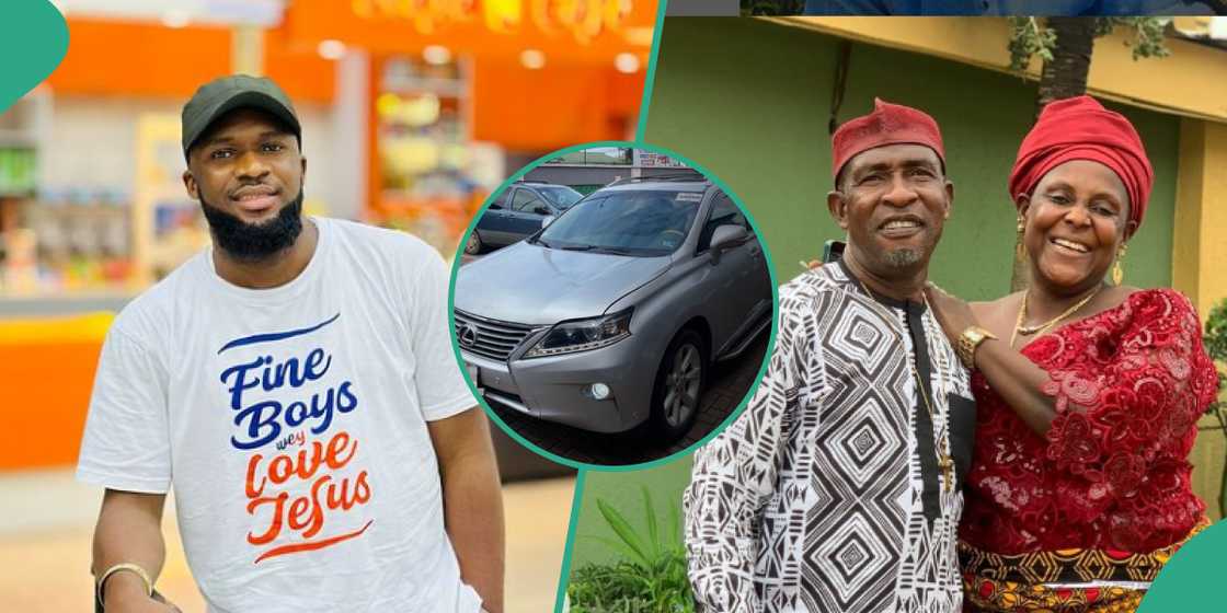 Ebuka Songs buys SUV for his parents, Ebuka Songs mum and dad Ebuka Songs buys SUV for his parents, Ebuka Songs mum and dad