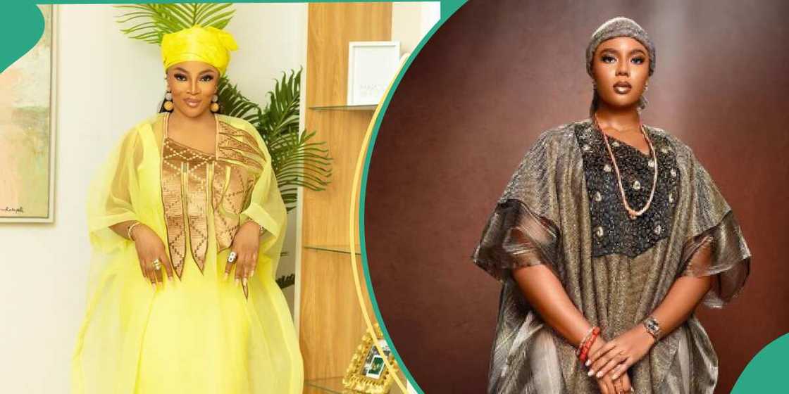 Toke Makinwa and Nancy Isime in agbada styles Toke Makinwa and Nancy Isime in agbada styles