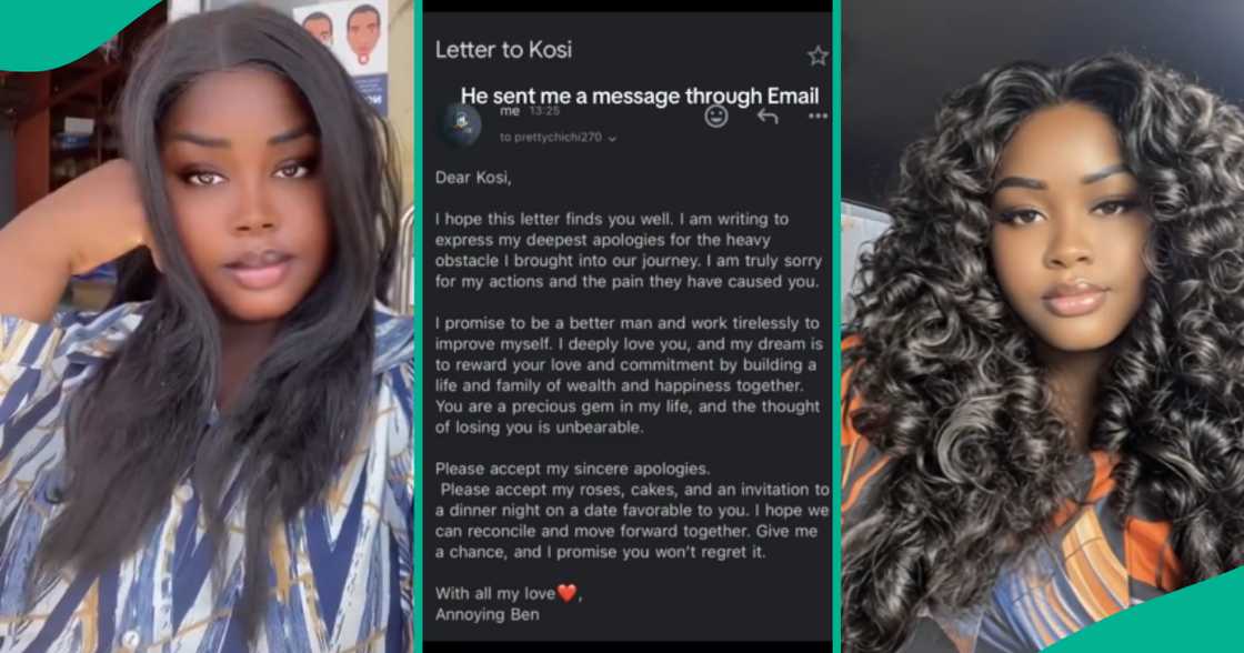 Lady shows the apology letter her cheating boyfriend sent to her through email, people argue he must have used ChatGPT Lady shows the apology letter her cheating boyfriend sent to her through email, people argue he must have used ChatGPT