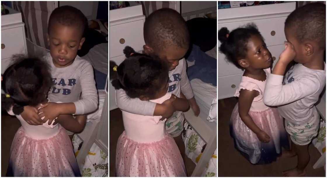 Photos of siblings showing each other love.