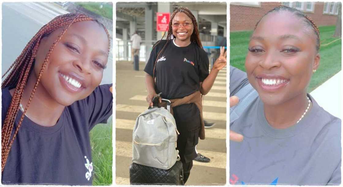 Photos of Cynthia Nukege, a Nigerian lady admitted to the University of Nebraska at Omaha.